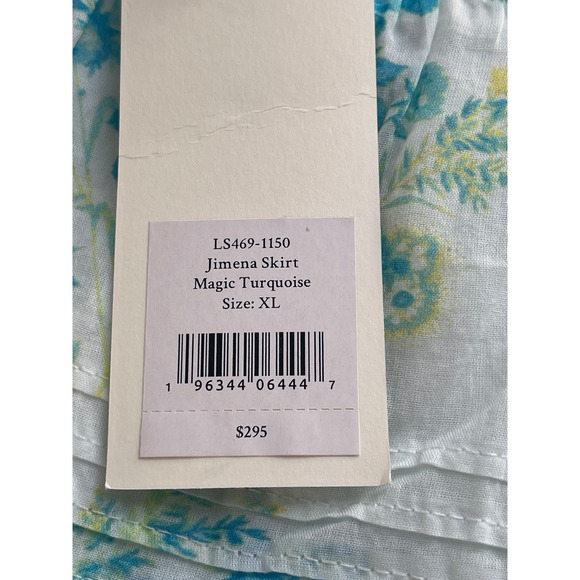 LoveShackFancy Jimena Skirt Magic Turquoise Floral Eyelet Ruffle Mini XL New - Picture 6 of 10